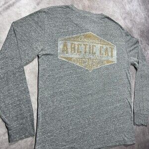 Vintage Arctic Cat Henley Shirt Mens L Gray Paper Thin Motorsports Graphic